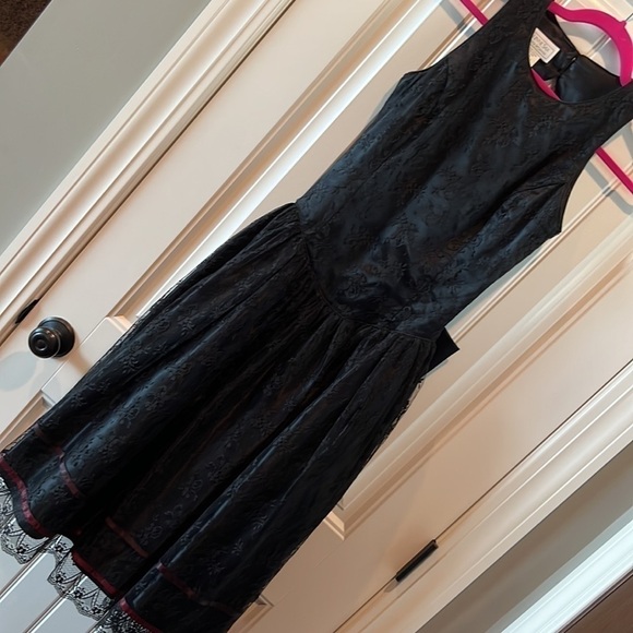 JESSICA McClintock Gunne Sax Whimsigoth black lace dress large bow open back S - Picture 1 of 17